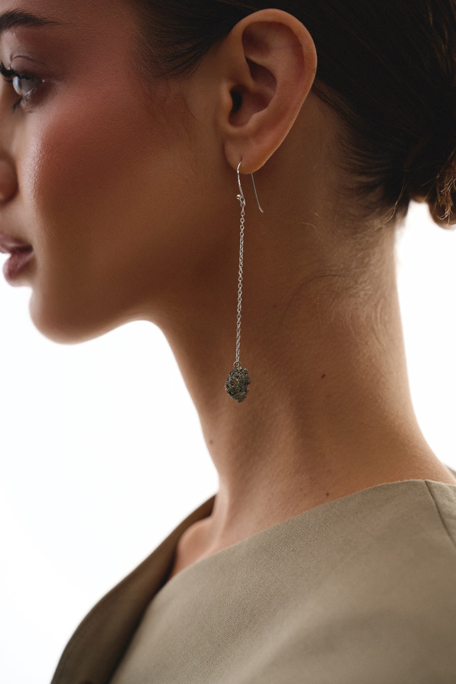 Pyrite drop hook earrings