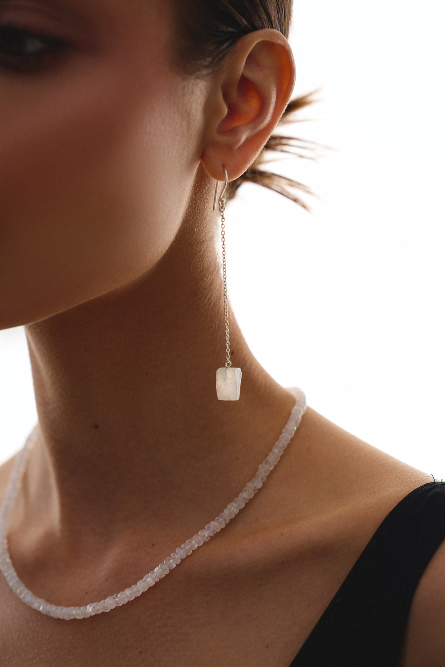 Moonstone drop hook earrings