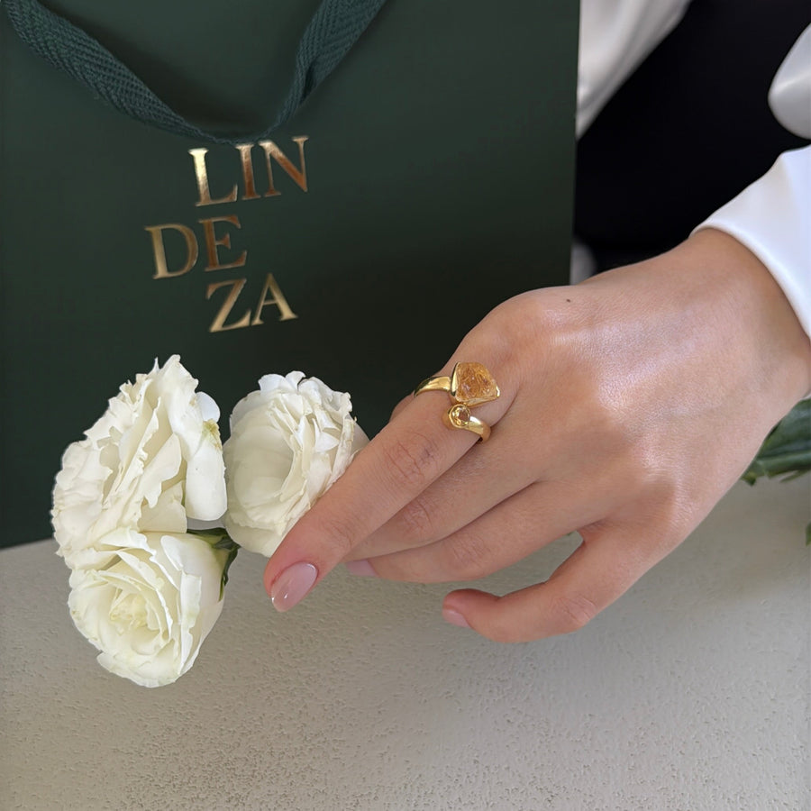 Bague double composée en Citrine 18K