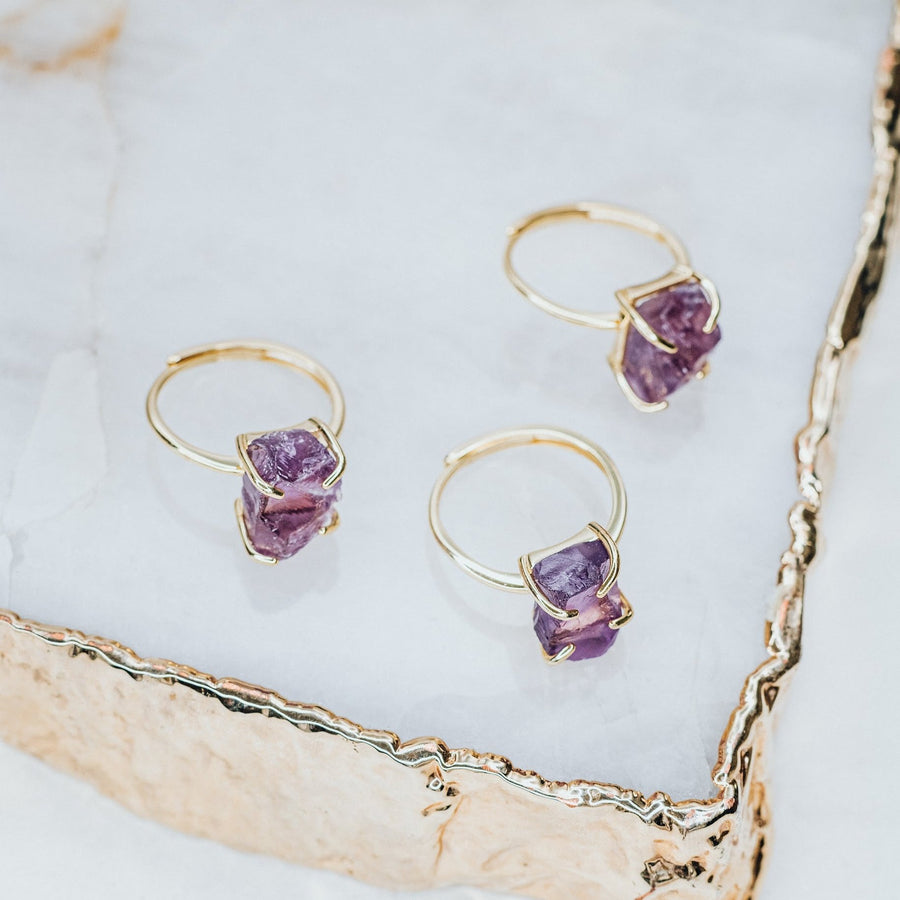 Amethyst adjustable ring