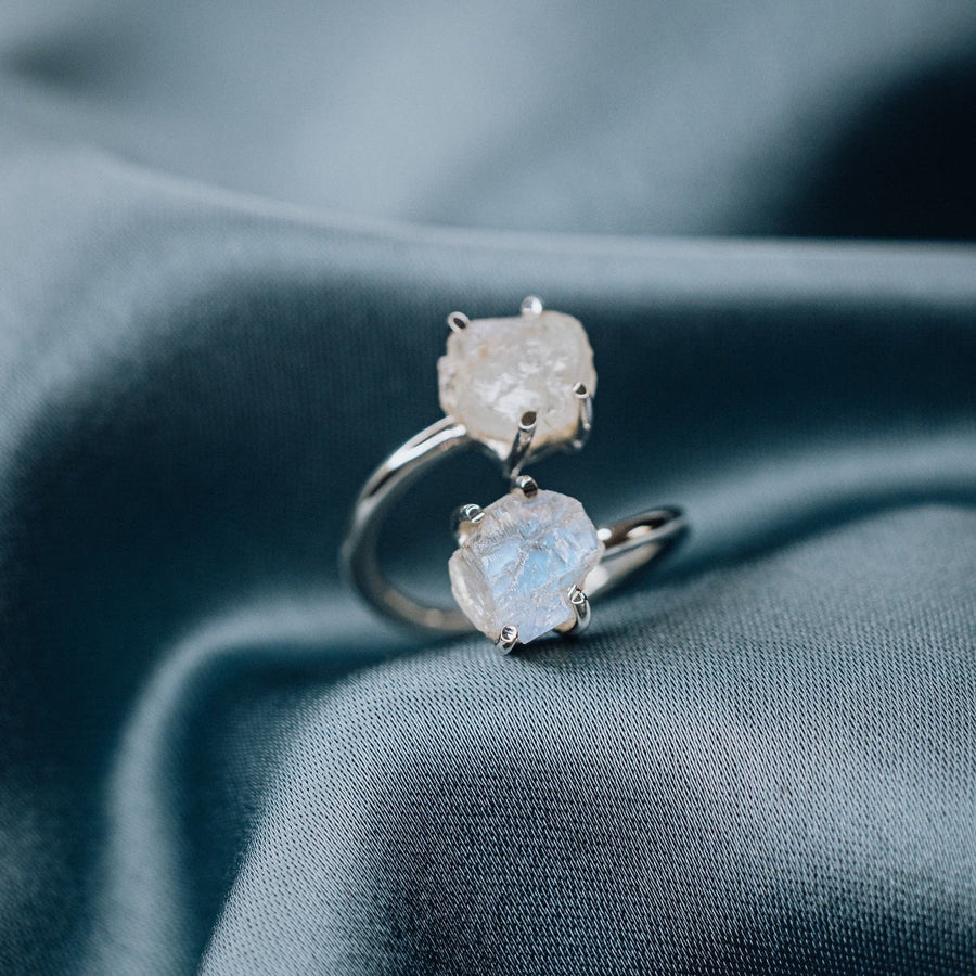 Bague double en argent avec pierre de lune