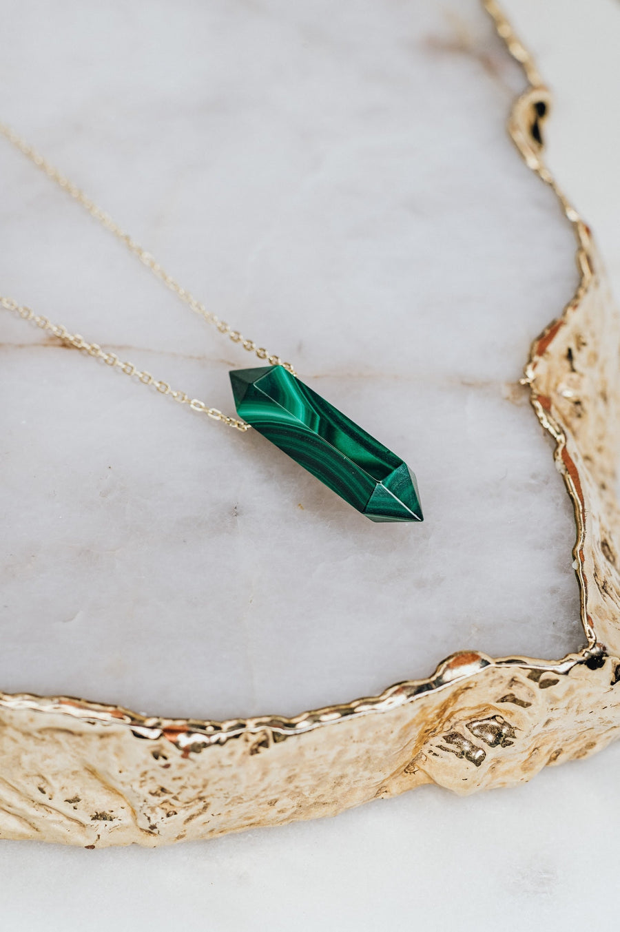 Collier à pointes en malachite