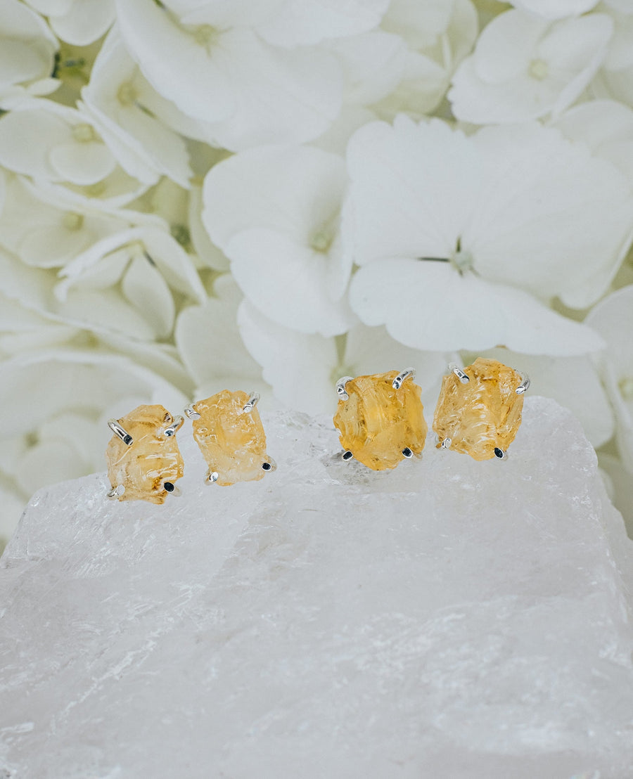 Boucles d'oreilles en citrine brute
