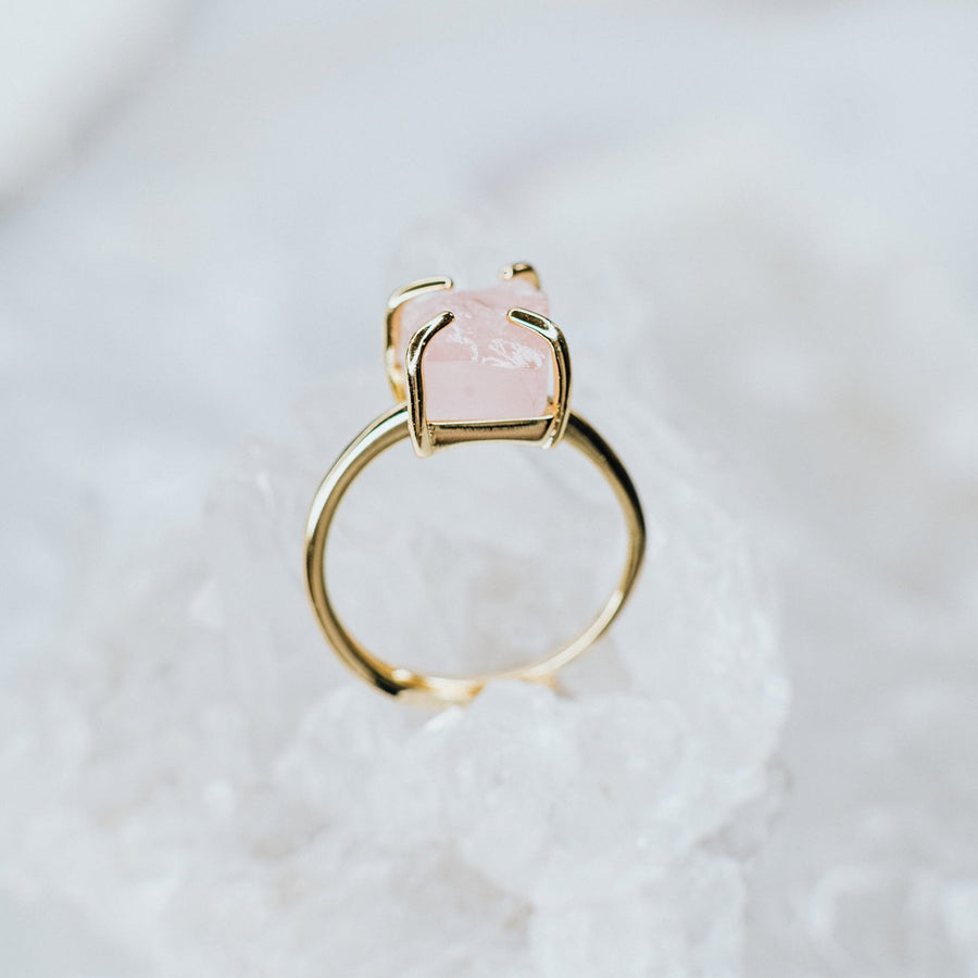 Bague ajustable en quartz rose