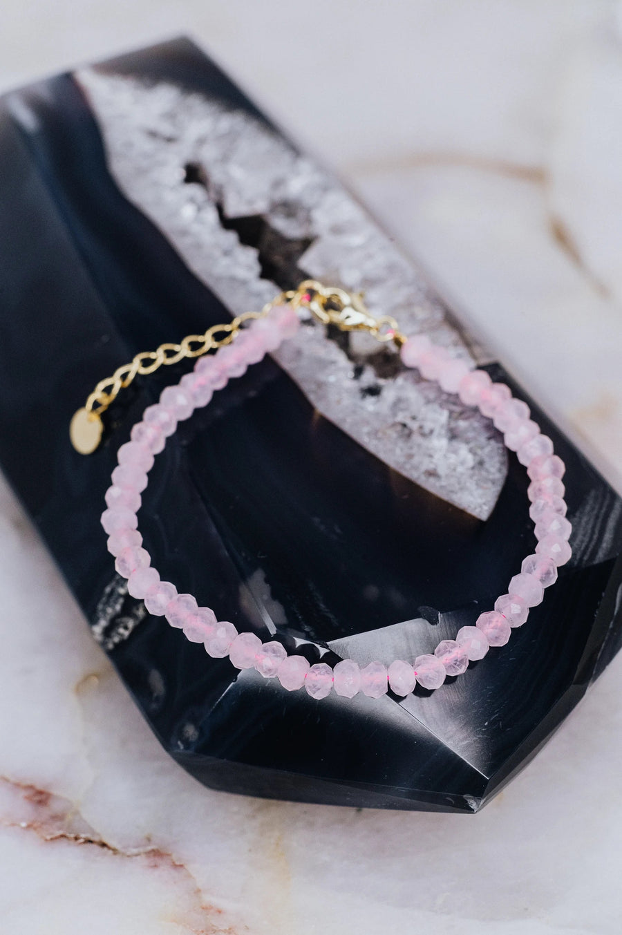 Rose quartz silver bracelet