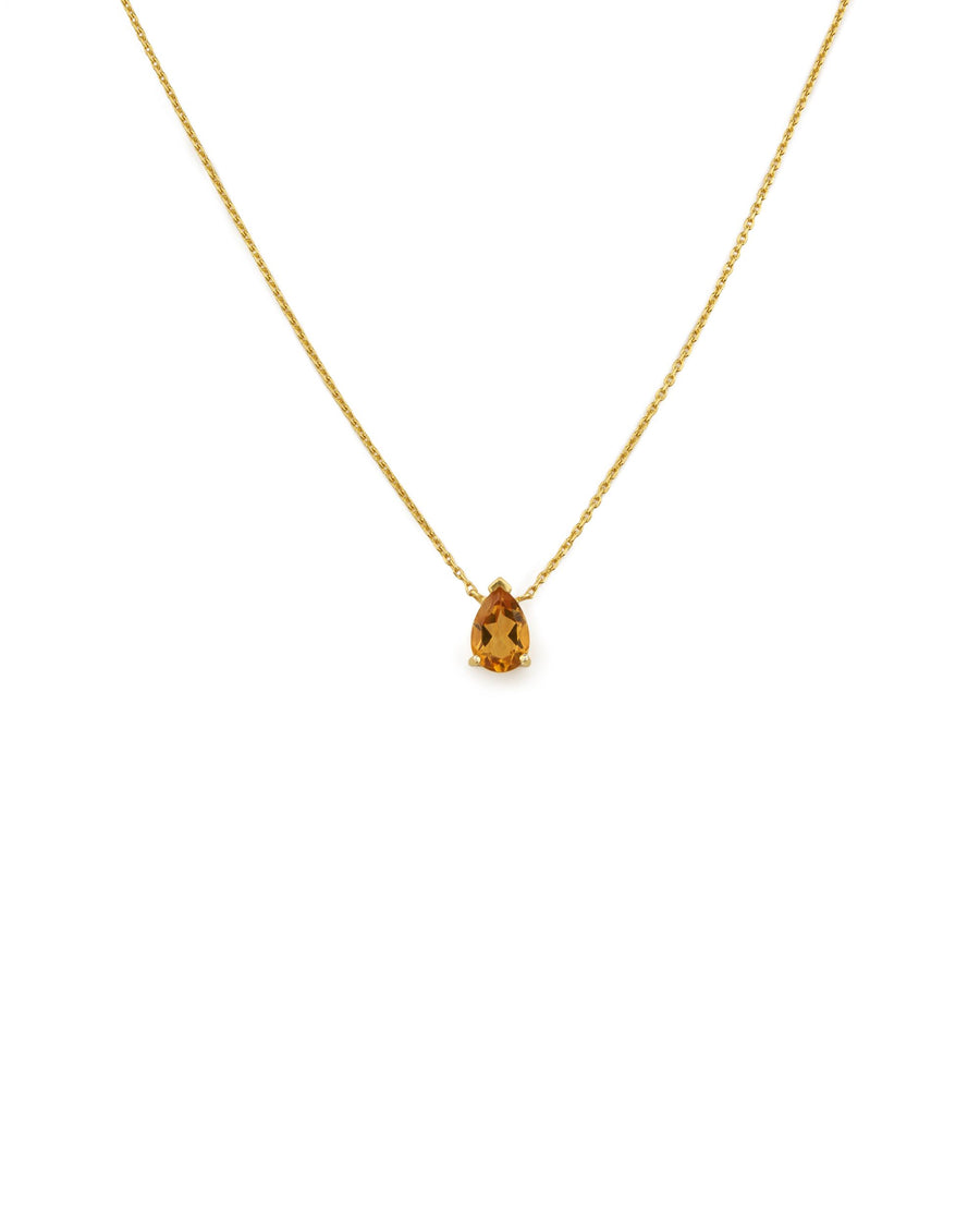 Citrine teardrop 18K gold plated necklace