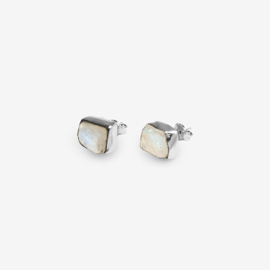 Boucles d'oreilles à clous en Argent et en Pierre de Lune