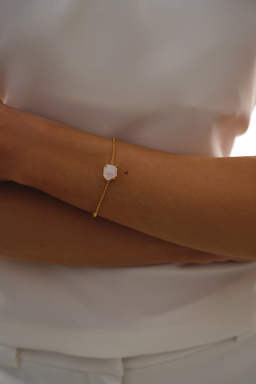 Bracelet d'Intention en Pierre de Lune « NOUVELLE VIE » 18K