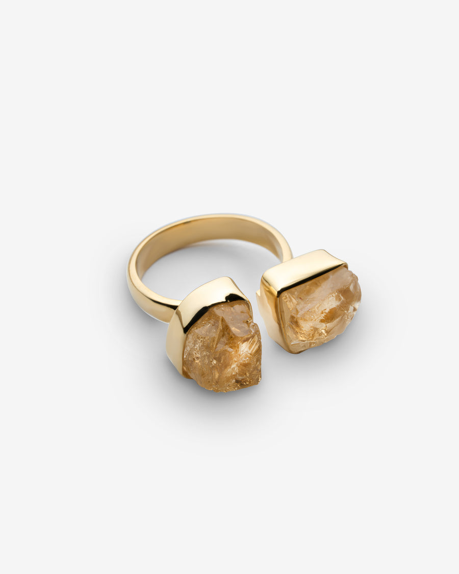 Citrine double 18K gold plated ring