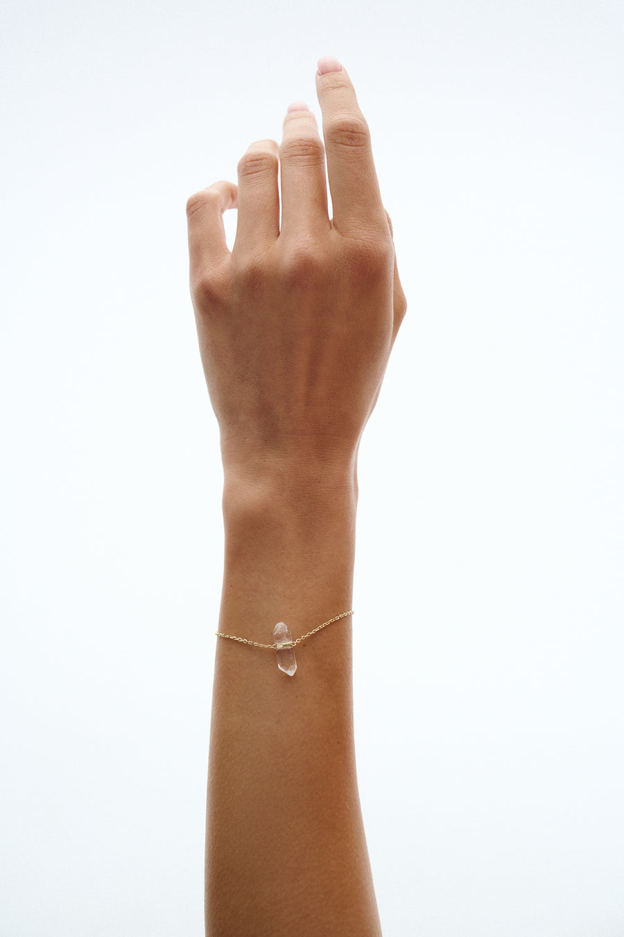 Clear quartz sterling silver bracelet