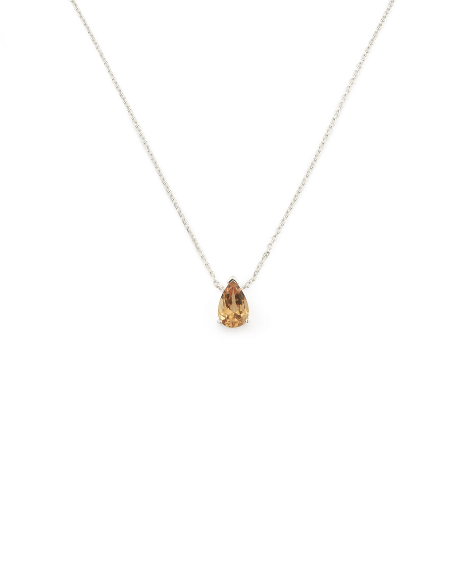 Citrine teardrop silver necklace