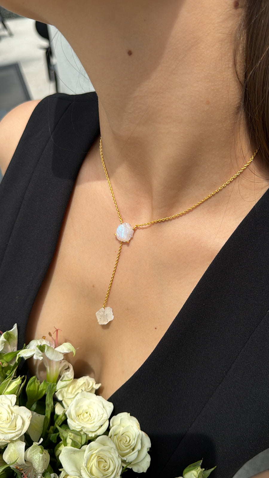 Moonstone drop necklace