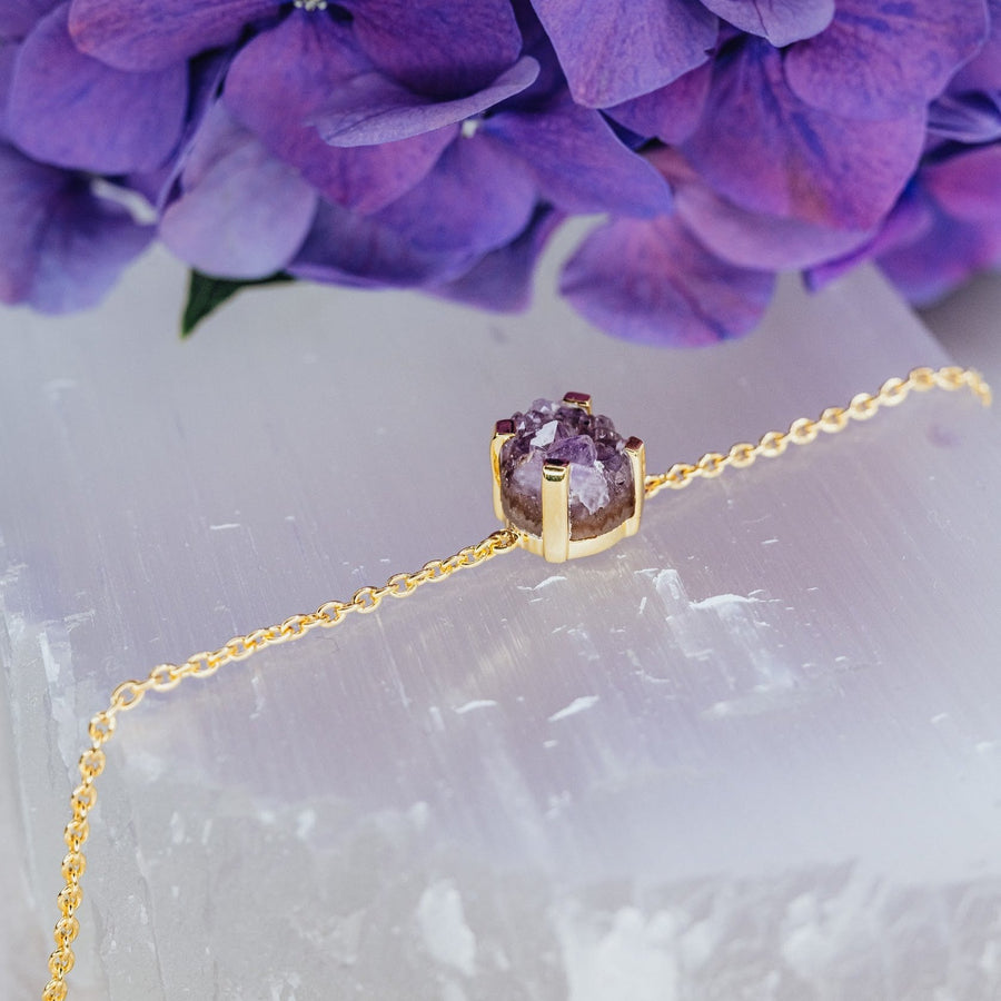 Amethyst druzy 18K bracelet