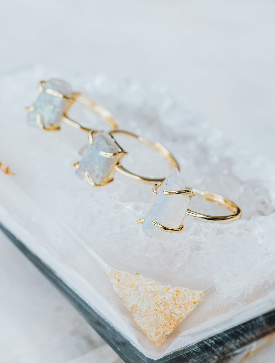 Bague réglable en labradorite 14K
