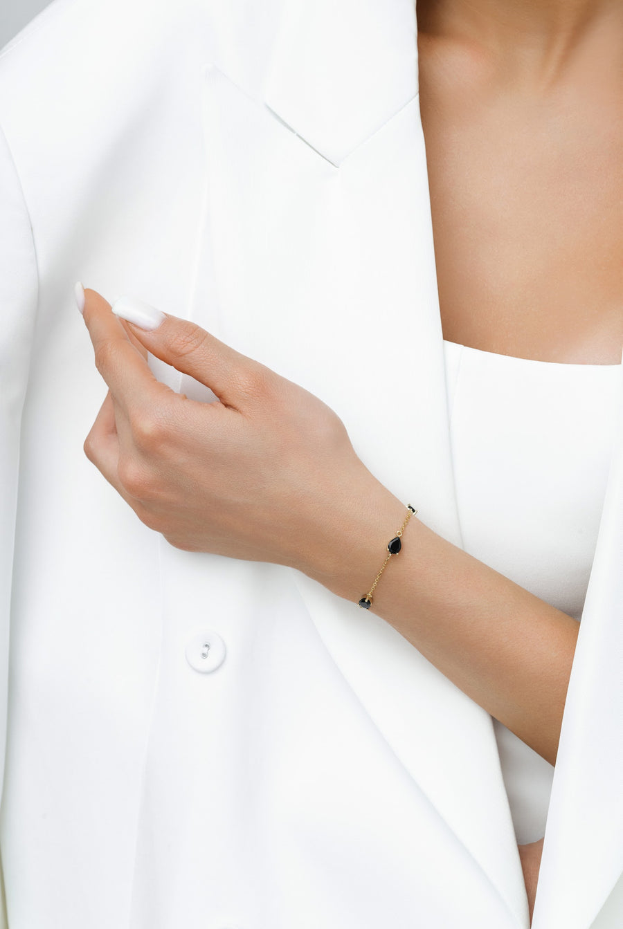 Bracelet Larme en Onyx Noir