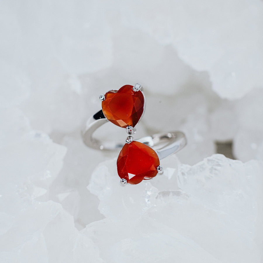 Carnelian heart silver ring