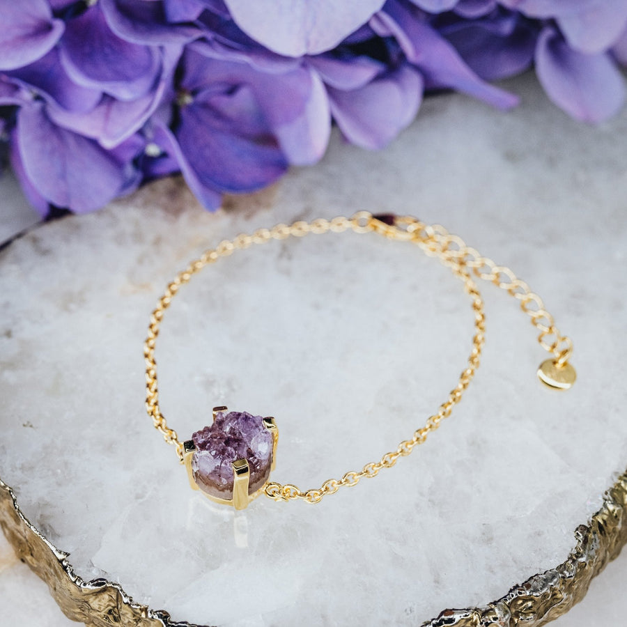 Amethyst druzy 18K bracelet