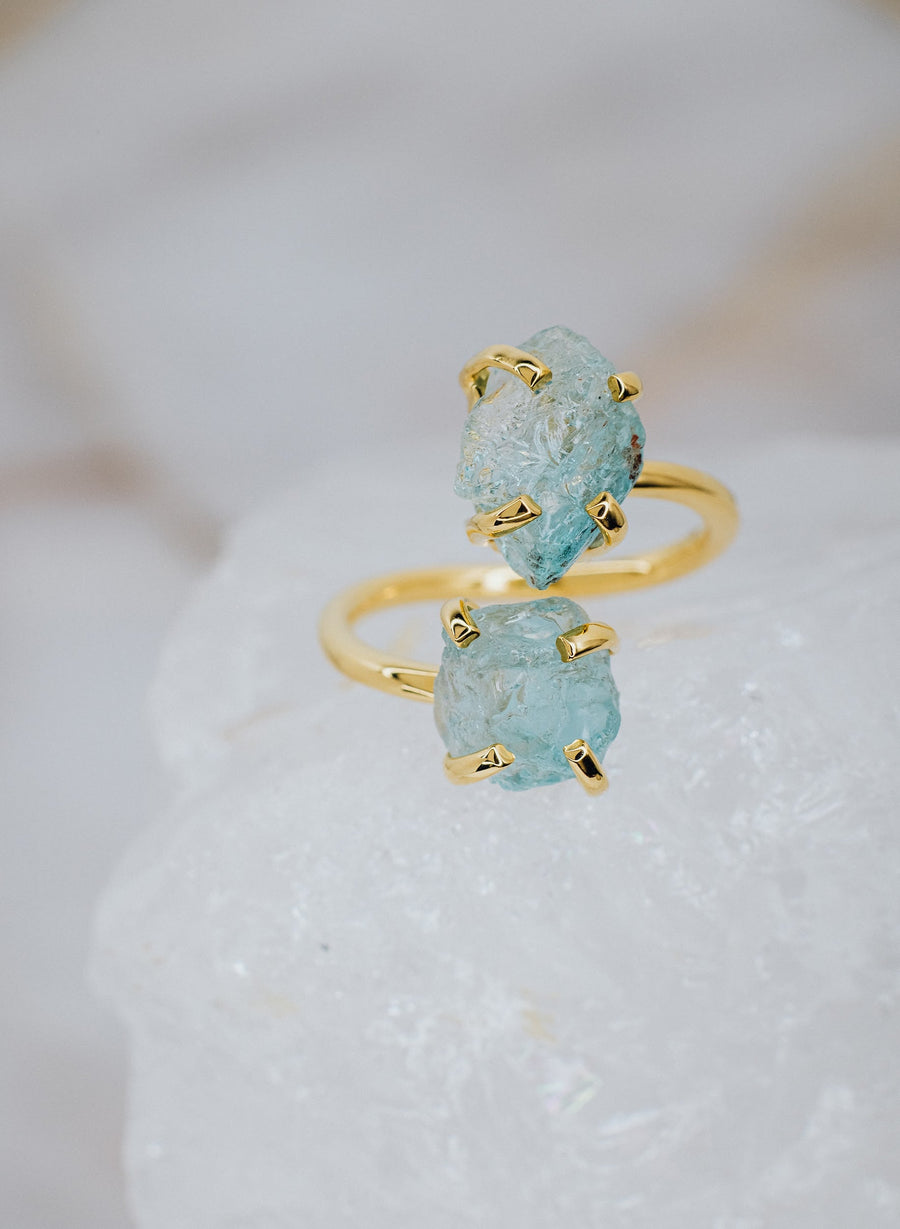 Bague double en aigue-marine 18K