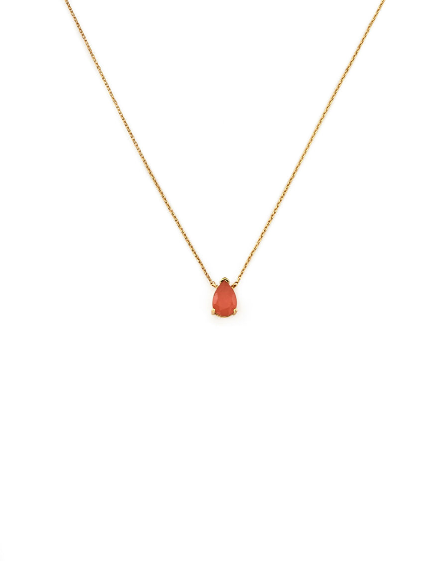 Carnelian teardrop 14K necklace