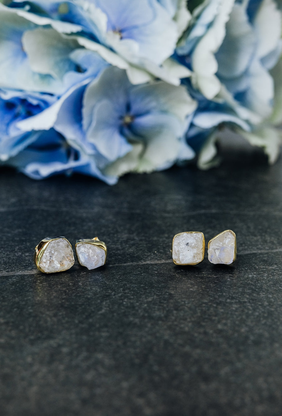 Moonstone 18K stud earrings
