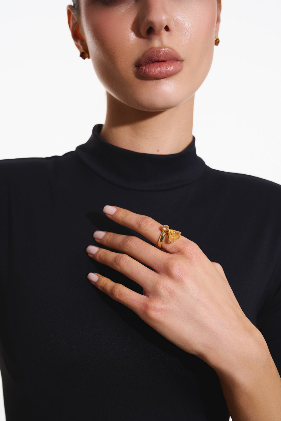 Bague double composée en Citrine 18K