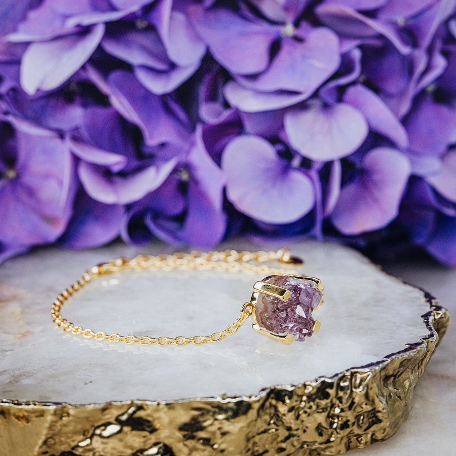 Amethyst druzy 18K bracelet