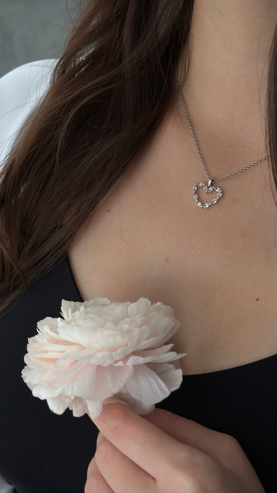 Collier Cœur en Quartz Rose
