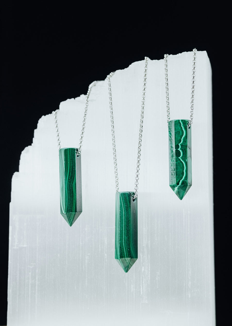 Malachite point necklace