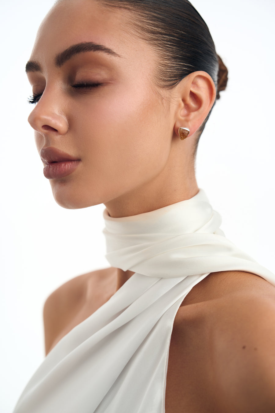 Citrine silver stud earrings