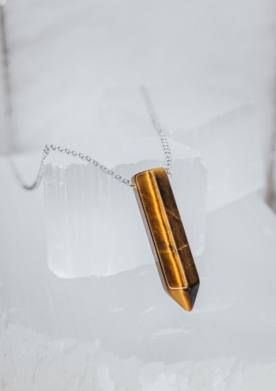 Tiger's eye silver point necklace
