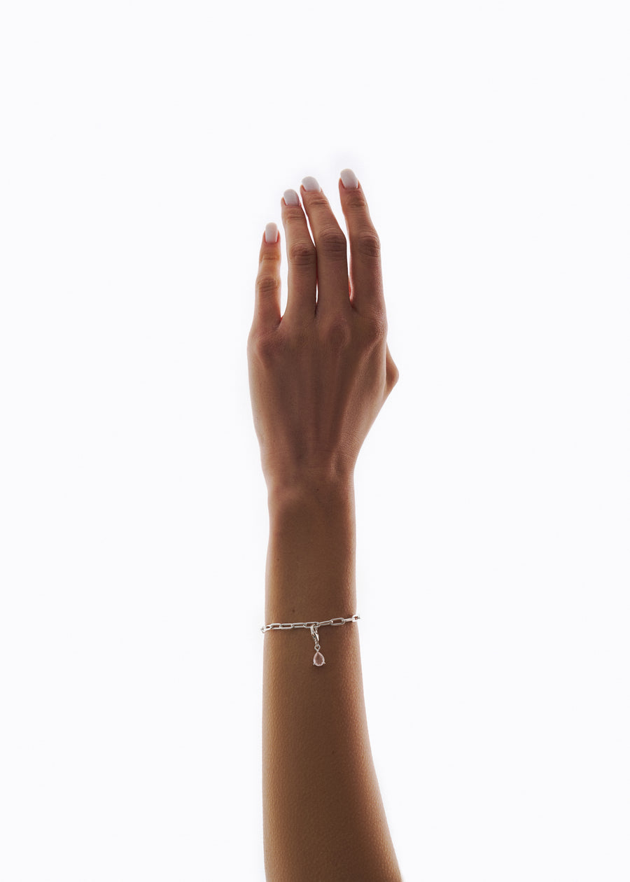 Charm en Argent et Quartz Rose