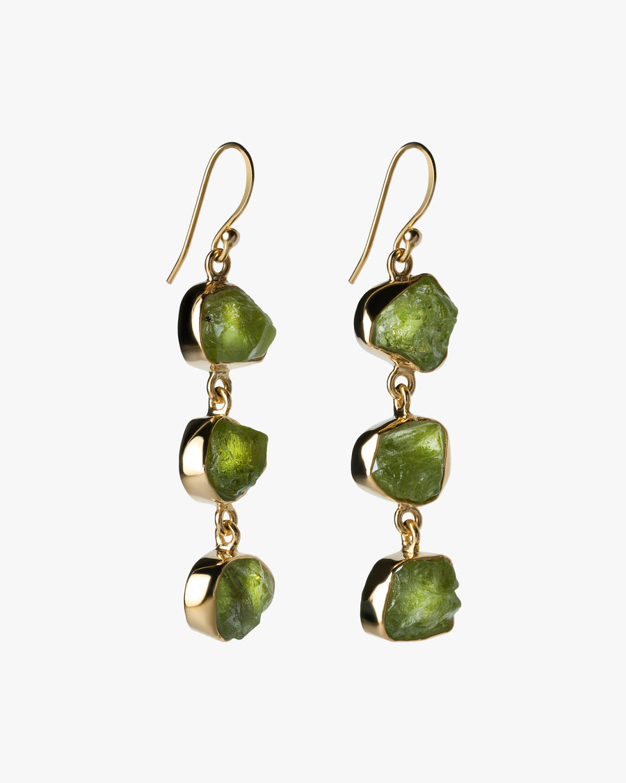 Boucles d'oreilles triples en Péridot 18K