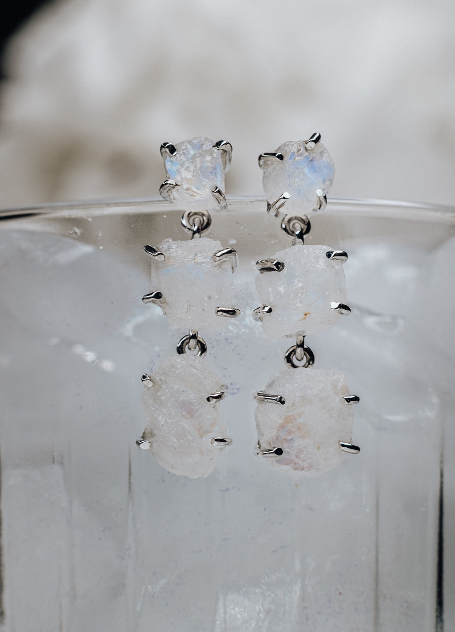 Boucles d'oreilles triples en pierre de lune