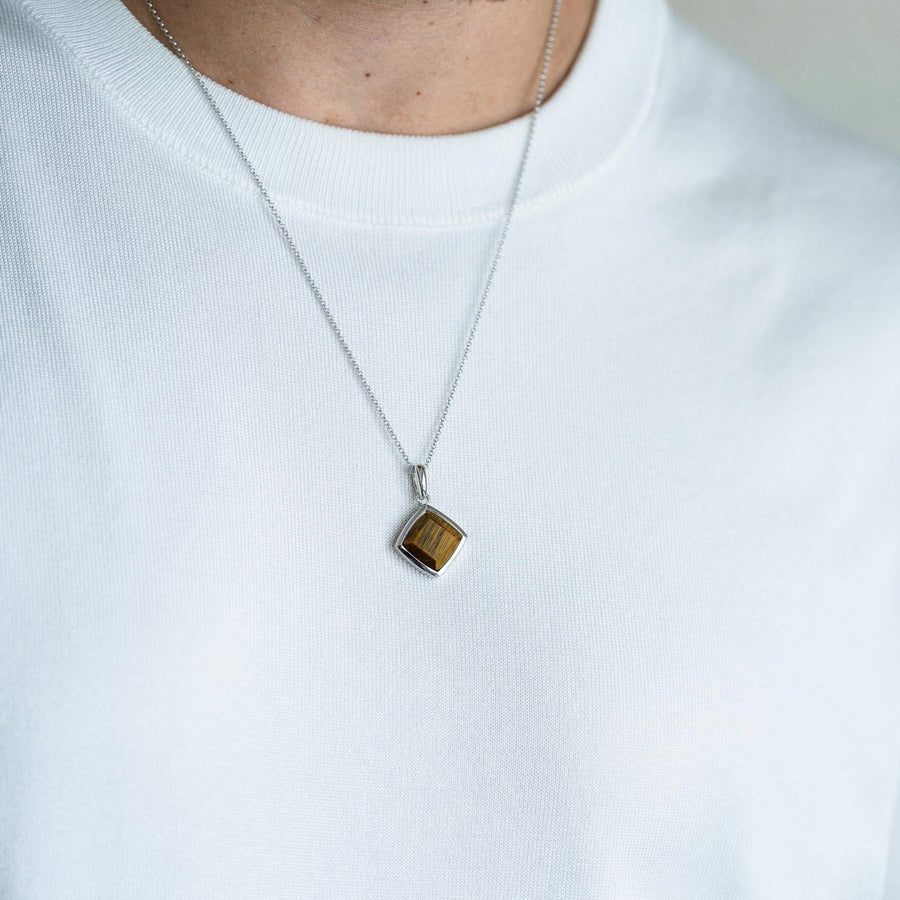Collier losange en Oeil de Tigre