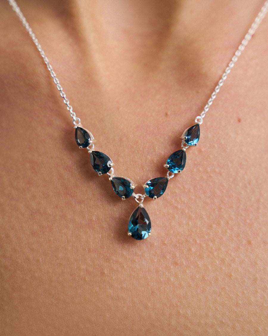 London blue topaz teardrop necklace