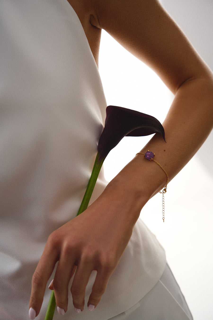Amethyst "BALANCE" 18K intention bracelet