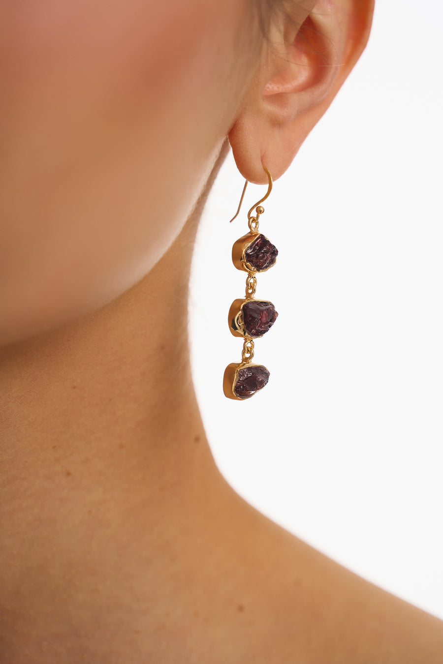 Garnet triple 18K earrings