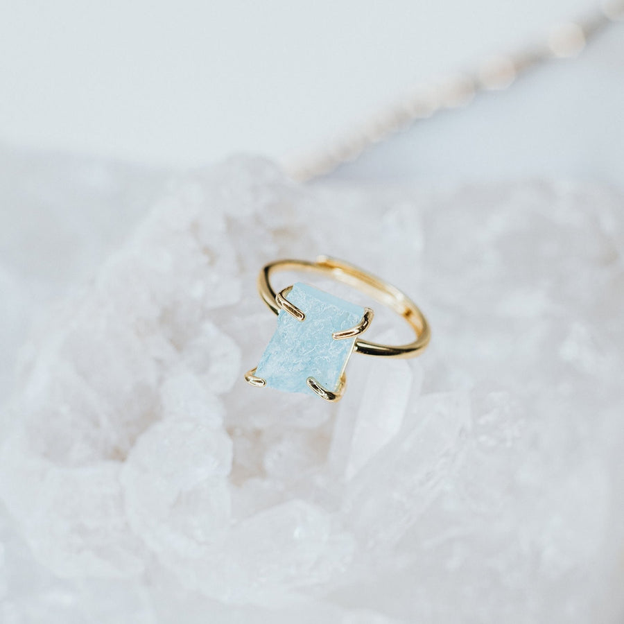 Bague ajustable en aigue-marine