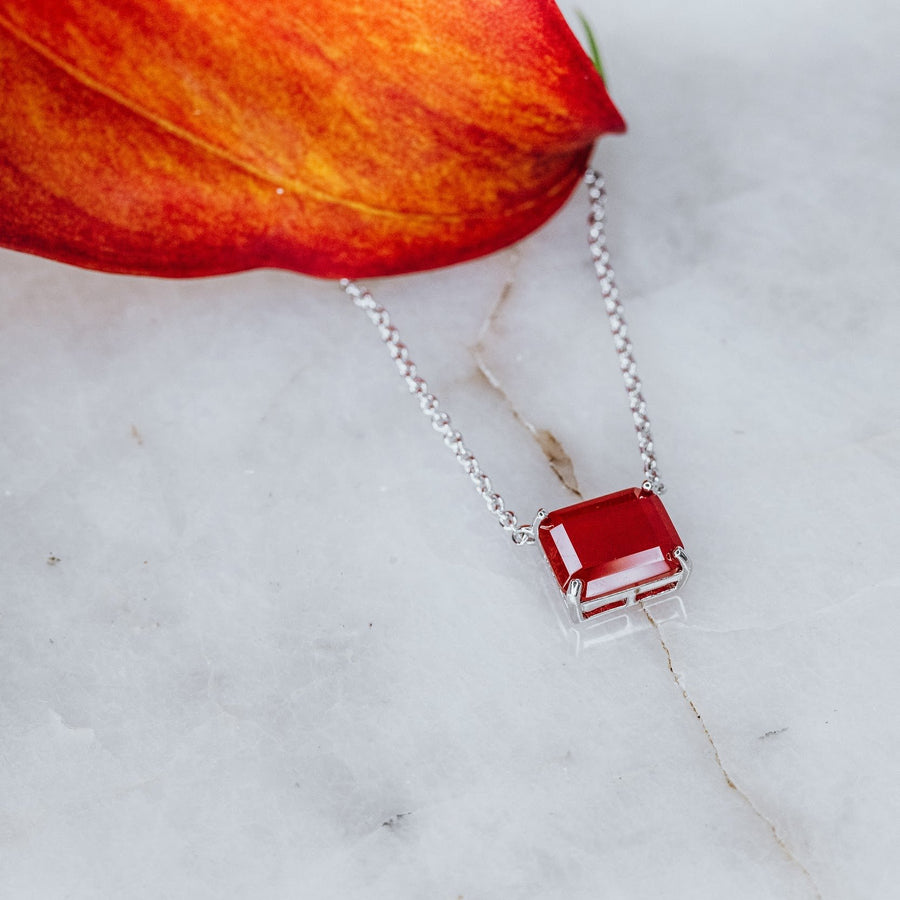 Collier rectangulaire en cornaline et argent