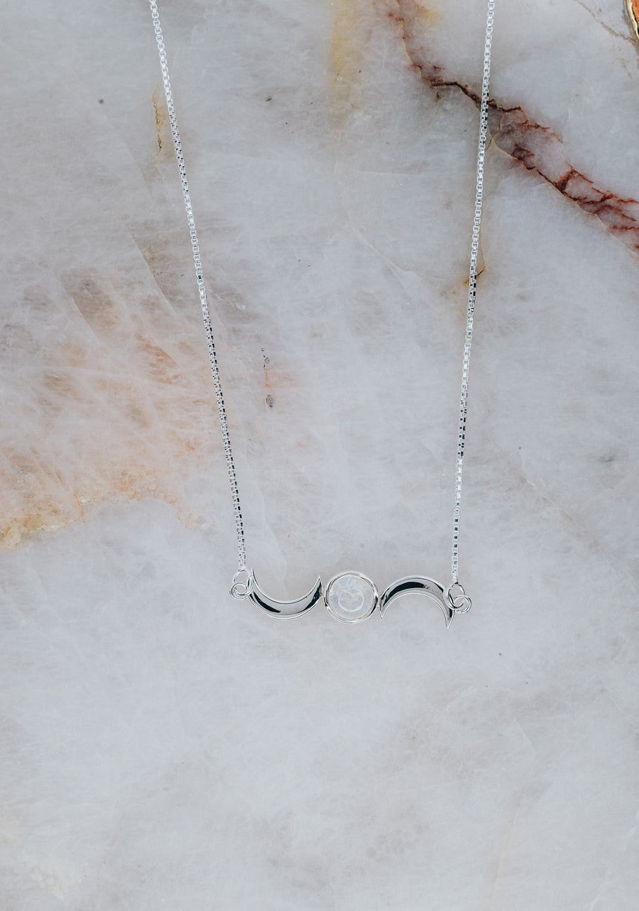 Moonstone double moon necklace