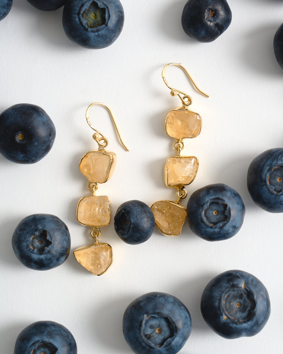 Citrine triple 18K earrings