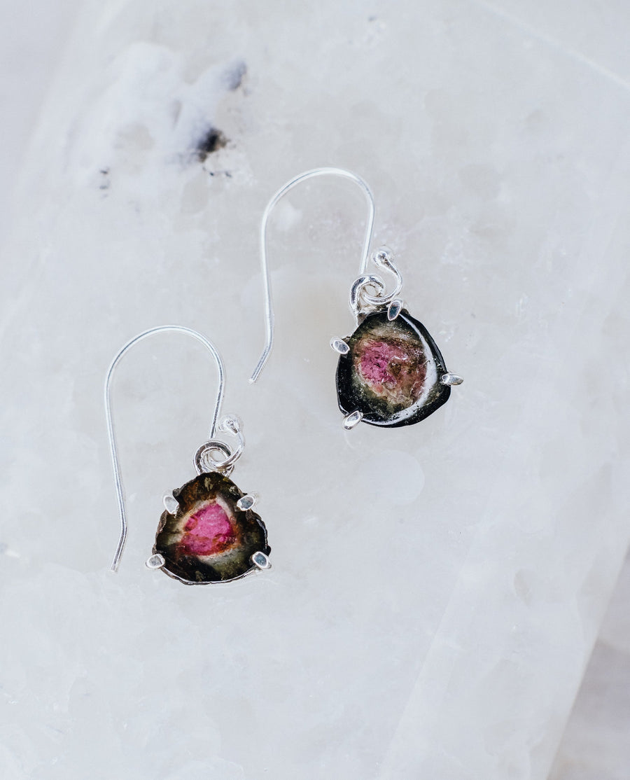 Boucles d'oreilles en tourmaline pastèque