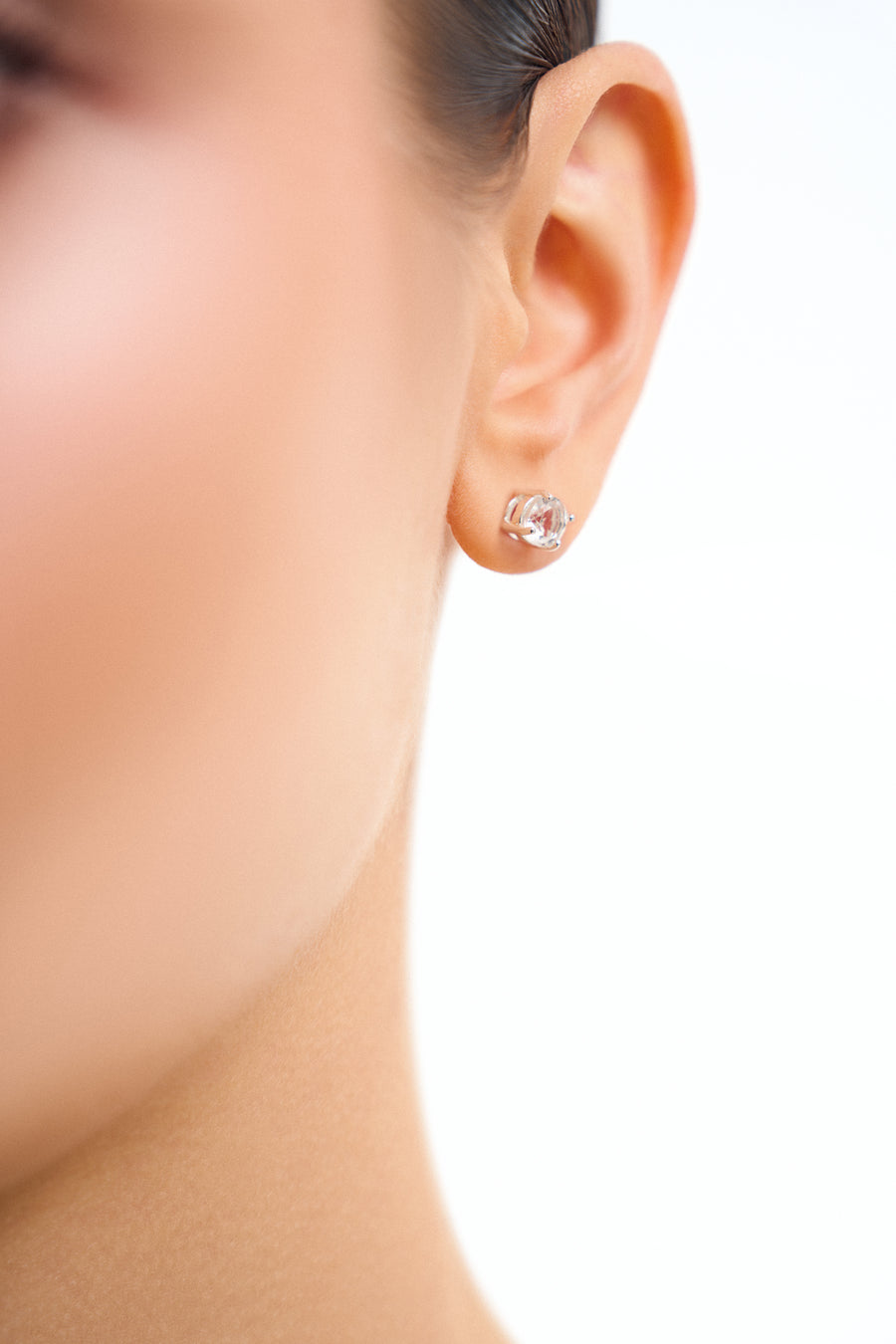 Clear quartz round stud earrings