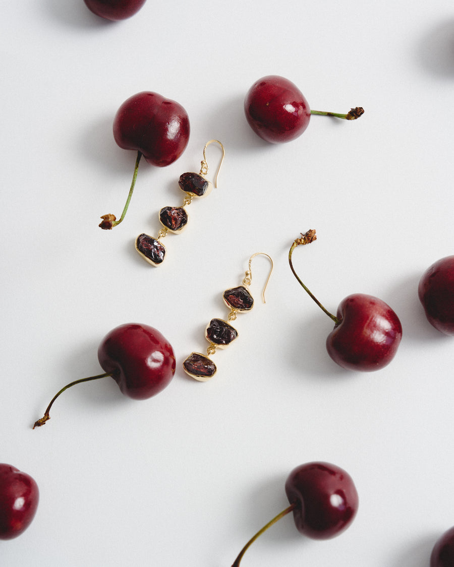 Garnet triple 18K earrings