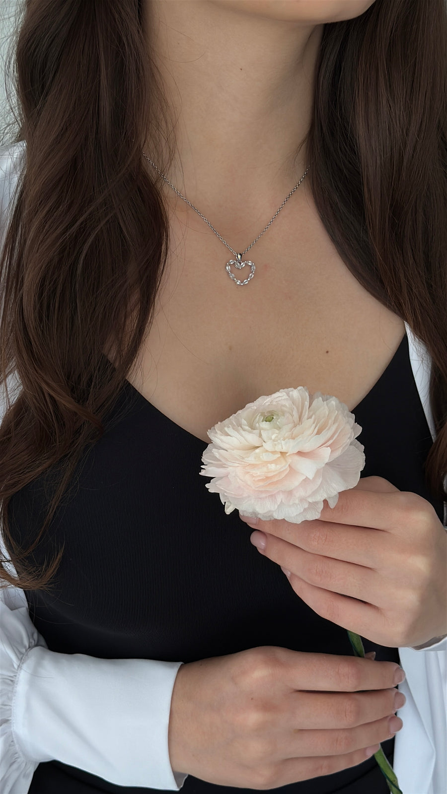 Collier Cœur en Quartz Rose