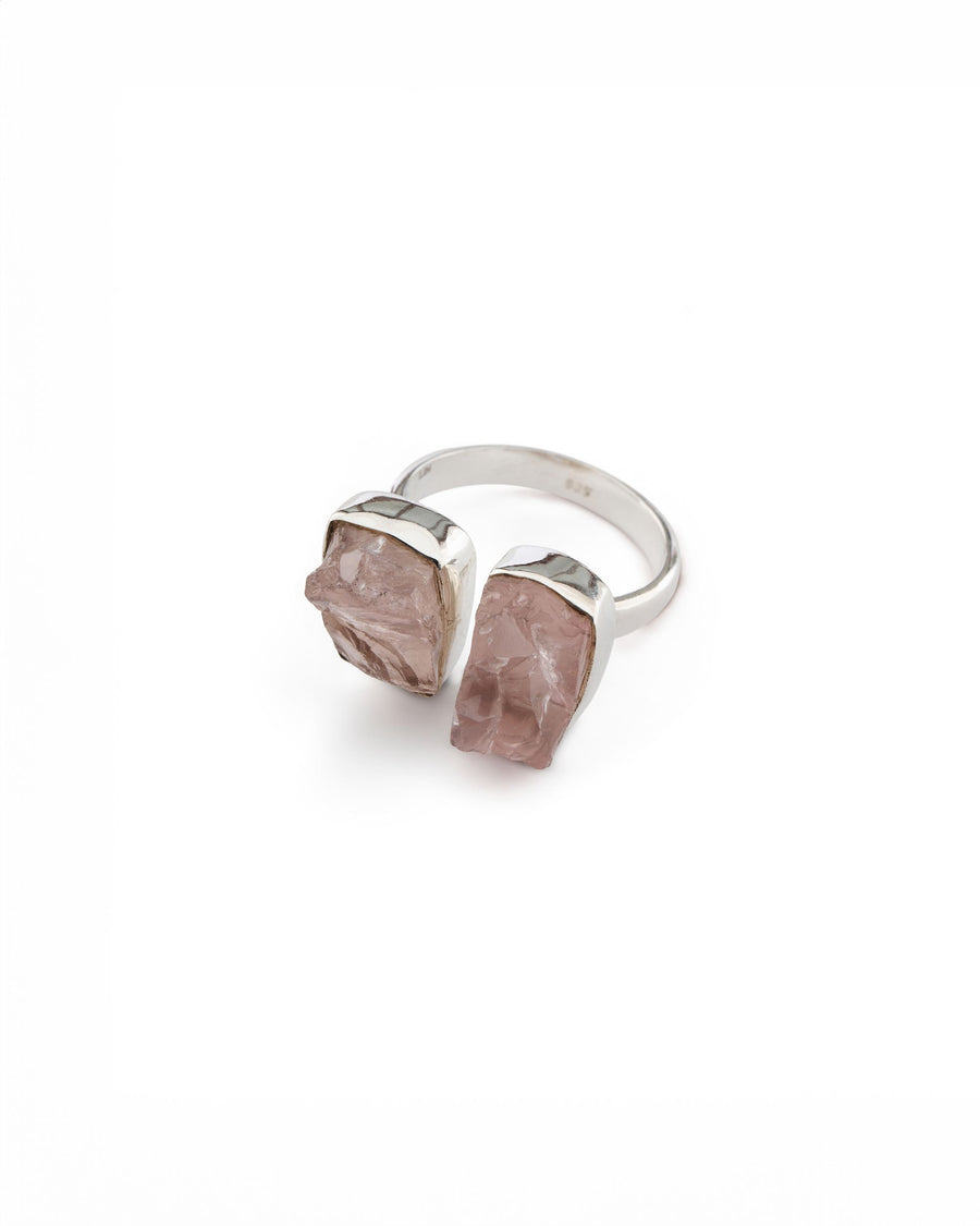 Bague double en Argent et en Quartz Rose
