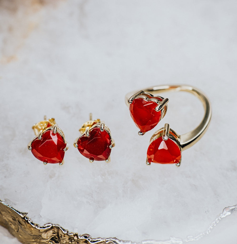 Carnelian heart ring