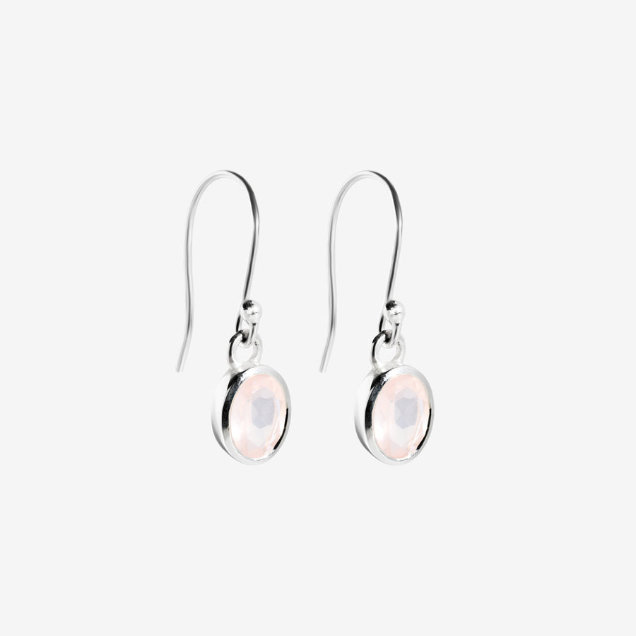 Boucles d'oreilles ovales en Quartz Rose