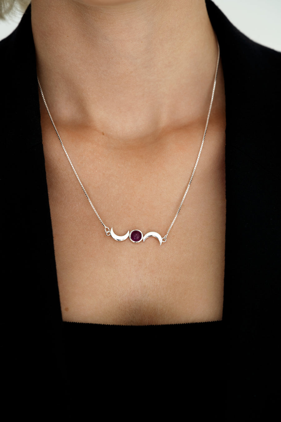Collier lune double en améthyste