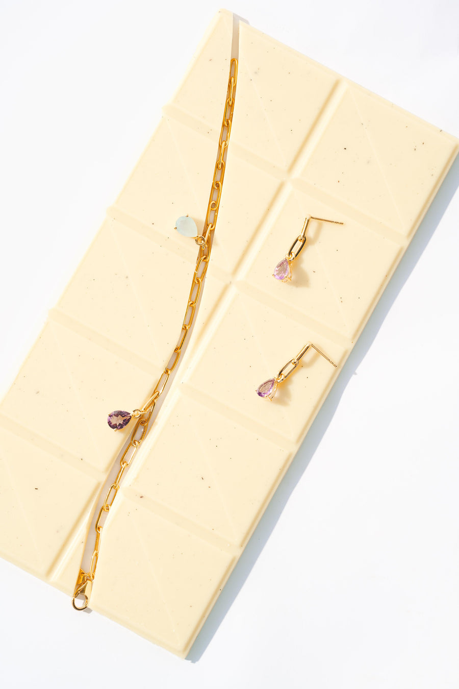 Bracelet PAIX 18K (Améthyste + Aigue-marine)